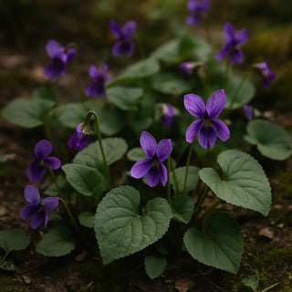 Violet leaves and flowers